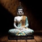 Global Grabbers Polyresin Sitting Buddha Idol Statue Showpiece for Home Decor Decoration Gift Gifting Items-GRE1_WT-BS2-(00), Green - Fast Shipping to USA, Canada & India - Image 2