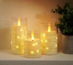 VRB Dec 3pcs Pillar Candles Acrylic Flameless & Smokeless Decorative Candles Led Tea Light Candle Perfect for Gifting, Home,Diwali, Christmas,Decorative Candle,Birthday (Model 8) - Fast Shipping to USA & Canada
