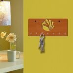 Sehaz Artworks Wooden Key Holder for Wall with 7 Hooks for Keys | Peacock Brown Design Key Stand for Home Decor Wall Decor Wall Room Decor Keys Stand - Fast Shipping to USA & Canada - Image 2