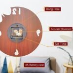 Sehaz Artworks Wooden Wall Clock for Home Stylish Wall Clocks for Living Room - Moon Butterfly Wood - Fast Shipping to USA & Canada - Image 4