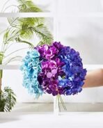 VRB DecTM (Pack of 10) Hydrangea Silk Fake Flowers Heads with Stems for Decoration Wedding Home Party Shop Baby Shower, Room Decor for Bedroom Aesthetic [WiITHOUT VASE] (Shaded Purple) - Fast Shipping to USA & Canada - Image 3