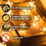 One94Store 36 Flower LED Curtain String Lights - 12 Meter Silicon Flower Fairy Lights for Window, Festival, Diwali, Christmas, Wedding, Party & Home Decoration (Made in India, Warm White) - Fast Shipping to USA & Canada - Image 4