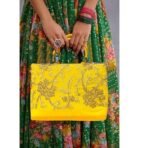 Xtore Beautiful Handmade Purse with Golden Work for Women (Pack of 1, Yellow) - Fast Shipping to USA & Canada - Image 2