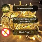 One94Store 20Meter 56 LED Serial String Lights - Plug in Waterproof Copper Wire Fairy Lights for Home Decoration, Christmas, Garden, & Diwali Decoration Lights for Balcony Outdoor - Warm White - Fast Shipping to USA & Canada - Image 4