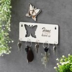 Webelkart Premium Home is Where The Heart is Wooden Key Holder for Home/Office Decor, Key Hanger for Wall Decor,Key Stand (with Butterfly Cutout) - Fast Shipping to USA & Canada - Image 2