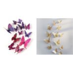 Xtore Plastic 3D Butterfly Sticker with Sticking Pad (Shimmer Purple) -Set of 12 Pieces & Xtore 12pcs 3D Home Decor Butterfly with Sticking Pad (Shimmer Golden, Set of 12) - Fast Shipping to USA & Canada