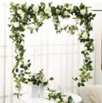 VRB Dec 1 Pcs Artificial Flower Vine Garlands Hanging Artificial Flowers for Decoration Small Peony Roses Garland (6 ft Long) Flowers Silk Peony Roses for Diwali/Ganpati/Christmas. (White) - Fast Shipping to USA & Canada - Image 3