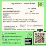 Indiana Organic Lemon Grass Tea | Herbal Tea Loose Leaves I Boost Metabolism Used for Detox - 50 Gm - Fast Shipping to USA & Canada