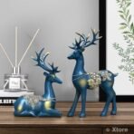 Xtore Creative Resin Golden Reindeer Sculptures | Beautiful Home Decor | Lifts up Energy of Your Room - (Pack of 2, Blue) - Fast Shipping to USA & Canada - Image 4