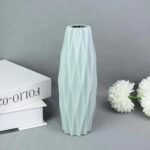 VRB DecTM 1Pcs Stripe Plastic Ceramic Vase,Flower Vase,Pampas Grass Vase,Vase for Flower,Plants,Vase Home Decor Centrepiece Decor for Home,Office,Living Room Decor (Blue Color) - Fast Shipping to USA & Canada
