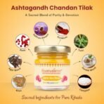 Ashtagandh Chandan Tilak for Pooja | 100% Pure & Natural | Blend of 8 Sacred Ingredients with Sandalwood, Camphor & Saffron | Skin Safe & Long Lasting Pooja Samagri | 40g Premium Glass Jar - Fast Shipping to USA & Canada - Image 3