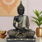 Global Grabbers New 25 Centimetre Meditating Sitting Buddha Statue showpiece Idol Home Decoration Items for Living Room Decor and Gifts (Golden6 Black) - Fast Shipping to USA, Canada & India - Image 5