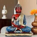 Global Grabbers New 25 Centimetre Meditating Sitting Buddha Statue showpiece Idol Home Decoration Items for Living Room Decor and Gifts (Blue White Maroon) - Fast Shipping to USA, Canada & India - Image 2