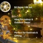 One94Store 50 Meter LED String Lights | 196 Warm White Pixel LEDs on Reel | Plug-in Copper Wire Fairy Lights for Diwali, Christmas, Wedding, Party & Home - Fast Shipping to USA & Canada - Image 3