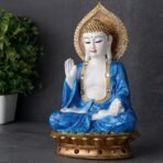 Global Grabbers New Sitting Buddha Statue showpiece Idol Home Decor Items for Living Room and Gifts (Blue White Glossy) - Fast Shipping to USA, Canada & India - Image 3