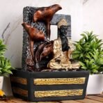 Global Grabbers Polyresin Table Top Indoor Outdoor Water Fall Fountain with LED Lights Home Decor Decoration Gift Gifting Items-GOL_GRY-S8-(000) - Fast Shipping to USA, Canada & India - Image 2