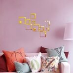 Sehaz Artworks Squares Wall Decal (Acrylic, 0.2 cm x 14.22 cm x 14.22 cm, Gold) - Fast Shipping to USA & Canada - Image 2