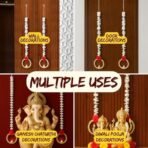 CraftVatika Diwali Decoration Items for Home Decor, Wall Hanging Tealight Candle Holder Set of 4 Latkans Toran for Home Door Wall Decoration, Red Rose Latkan Toran, Diwali Deepawali Gifts - Fast Shipping to USA & Canada - Image 3