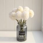 VRB Dec Artificial Chrysanthemum Ball Hydrangea Fake Flowers Sticks Bunch for Home Decor,Room Decorations, Living Room Table Decoration Plants (Without Vase Pot) (White) - Fast Shipping to USA & Canada