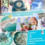 VRB Dec 300gm Clear Resin UV-Resistant Epoxy Resin Liquid,Art Material for Art for Smooth Finish, Non-Toxic, Easy to Use for preservation liquid for flowers, jewellery,etc. (300gm - 2:1 Resin Liquid) - Fast Shipping to USA & Canada - Image 3