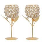 WebelKart New Premium Crystal Rose Brass Candle Holder for Decoration -Candle Stand for Diwali - Diwali Candle Holder (Model-1) - Fast Shipping to USA & Canada - Image 4