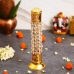 Webelkart Traditional Brass Crystal Incense Holder| Agarbatti Stand with Ash Catcher Incense Holder Stick Holder for Pooja, Decor Burner for Home Office Decoration (11.5" Inches) - Fast Shipping to USA & Canada - Image 3