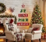 Webelkart Premium Decorative Christmas Wall Hanging Wooden Art Decoration Item for Home | Office | Living Room | Bedroom (Joy Love Peace Believe) - 30 x 11 inches - Fast Shipping to USA & Canada - Image 3