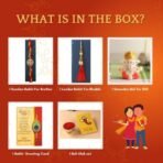 CraftVatika Rakhi Gift for Brother Bhabhi with Showpiece Combo Gift- Kundan Rakhi, Red Floral Lumba Rakhi for Brother Bhabhi with Figurine - Fast Shipping to USA & Canada - Image 3