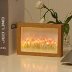 One94Store Tulip LED Night Lamp Pre-Assembled Battery-Operated - Square Shape with 19 Artificial Tulip Flowers, Soft Ambient Light for Bedroom, Living Room, Birthday & Gifts |(Pink) - Fast Shipping to USA & Canada