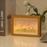 One94Store Tulip LED Night Lamp Pre-Assembled Battery-Operated - Square Shape with 19 Artificial Tulip Flowers, Soft Ambient Light for Bedroom, Living Room, Birthday & Gifts |(Pink) - Fast Shipping to USA & Canada