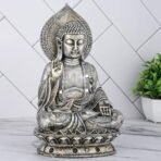 Global Grabbers New Sitting Buddha Statue showpiece Idol Home Decor Items for Living Room and Gifts (Antique Silver) - Fast Shipping to USA, Canada & India - Image 3