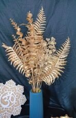 VRB Dec Plastic TM 4 Pcs Artificial Eucalyptus Gingko Leaves Fern Faux Flowers Fake Flower for Diwali/Christmas/Home,Office Corner,Bedroom,Balcony,Decor,Restaurant Decor and Craft (4 Pcs Golden Set) - Fast Shipping to USA & Canada - Image 3