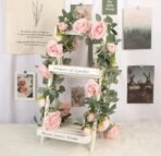 VRB Dec 1 Pcs Flower Vine Garlands Hanging Artificial Flowers for Decoration Roses Garland (6 ft Long) Flowers Silk Roses for Wedding Decorations Diwali/Ganpati/Christmas. (Light Pink),10 cm - Fast Shipping to USA & Canada - Image 3