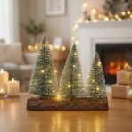 CraftVatika Christmas Tree with Lights, Mini Christmas Tree for Desk with LED Lights, Pine Xmas Tree Set of 3 on Wooden Base for Office Table Decor, Home Corner Decorations, Mini Xmas Tree Gifts - Fast Shipping to USA & Canada - Image 2