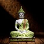 Global Grabbers New 25 Centimetre Meditating Sitting Buddha Statue showpiece Idol Home Decoration Items for Living Room Decor and Gifts (Green White Matte) - Fast Shipping to USA, Canada & India - Image 2