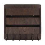 Sehaz Artworks Key Holder for Wall | Key Holder for Home | Letter Mail Holder with Key Hooks | Wall Shelves | Furnitures for Home Decor Items | Wall Decor (25 cm x 25 cm, Brown) - Fast Shipping to USA & Canada - Image 2