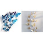 Xtore Plastic 3D Home Build Beautiful Butterfly with Sticking Pad (Ocean Blue) -Set of 12 & Xtore 12pcs 3D Home Decor Butterfly with Sticking Pad (Shimmer Golden, Set of 12) - Fast Shipping to USA & Canada