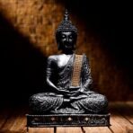Global Grabbers Polyresin Sitting Buddha Idol Statue Showpiece for Home Decor Decoration Gift Gifting Items-A_SIL-BS2-(00), Silver - Fast Shipping to USA, Canada & India - Image 2