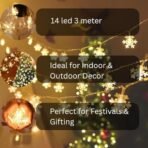 One94Store Snowflake String Fairy Lights - 3 Meter Waterproof Warm White LED Fairy Light with 14 Snowflake LEDs, Extendable Decorative Lights for Christmas, Home, Garden & Wedding DECOR - Fast Shipping to USA & Canada - Image 5