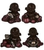 JaipurCrafts Set of 4 Cute Child Monk Showpiece - 10.5 cm (Polyresin, Pink, Brown, Silver) - Home & Office Decor, Valentine's Day & Diwali Gifts, Vaastu & Fengshui - Fast Shipping to USA & Canada - Image 2