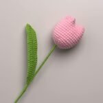 VRB Dec 1 Pcs Crochet Sunflower Decor, Handmade Bouquet With Stem - Knitted Fake Flowers, Tulip Gift for Home Decor (Pink Tulip Flower Stick) - Fast Shipping to USA & Canada
