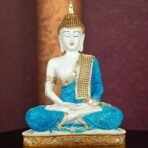 Global Grabbers New 25 Centimetre Meditating Sitting Buddha Statue showpiece Idol Home Decoration Items for Living Room Decor and Gifts (Blue White Glossy) - Fast Shipping to USA, Canada & India - Image 4