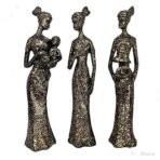 Xtore Beautiful Finish Uniquely Hand Crafted Home Decor African Tribal Women Art Piece - (Set of 3, Black and Golden Color) - Fast Shipping to USA & Canada - Image 2