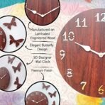Sehaz Artworks Simple-Butterflies Manufactured Wood 10 inch Designer Wall Clock for Home and Kitchen - Brown (BRWN) - Fast Shipping to USA & Canada - Image 2