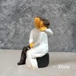 Xtore Beautiful Hand Painted Medium Size Resin Sitting Romantic Couple (Pack of 1, Black & White) - Fast Shipping to USA & Canada - Image 3