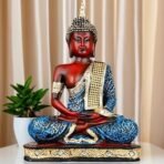 Global Grabbers New 25 Centimetre Meditating Sitting Buddha Statue showpiece Idol Home Decoration Items for Living Room Decor and Gifts (Blue White Maroon) - Fast Shipping to USA, Canada & India - Image 3