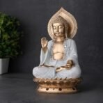 Global Grabbers New Sitting Buddha Statue showpiece Idol Home Decor Items for Living Room and Gifts (White Golden) - Fast Shipping to USA, Canada & India - Image 4