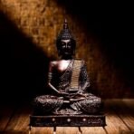 Global Grabbers New 25 Centimetre Meditating Sitting Buddha Statue showpiece Idol Home Decor Items for Living Room and Gifts (A_COP) - Fast Shipping to USA, Canada & India - Image 2