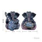 Xtore Resin Musical Ganesha Pair for Home Decor | Brings Prosperity - (Grey & Red, Pack of 2) - Fast Shipping to USA & Canada - Image 4