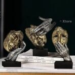 Xtore Human Face Decorative Statues | Handcrafted and Hand Painted (Pack of 3, Gold & Silver) - Fast Shipping to USA & Canada - Image 3